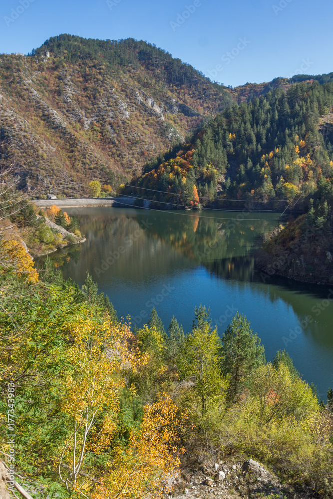 Autumn Autumn Landscape of Teshel  Reservoir, Smolyan Region, Bulgaria
