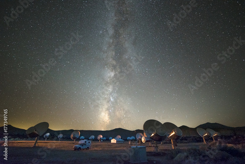 Milky Way over SETI dish observatory - Hat Creek California