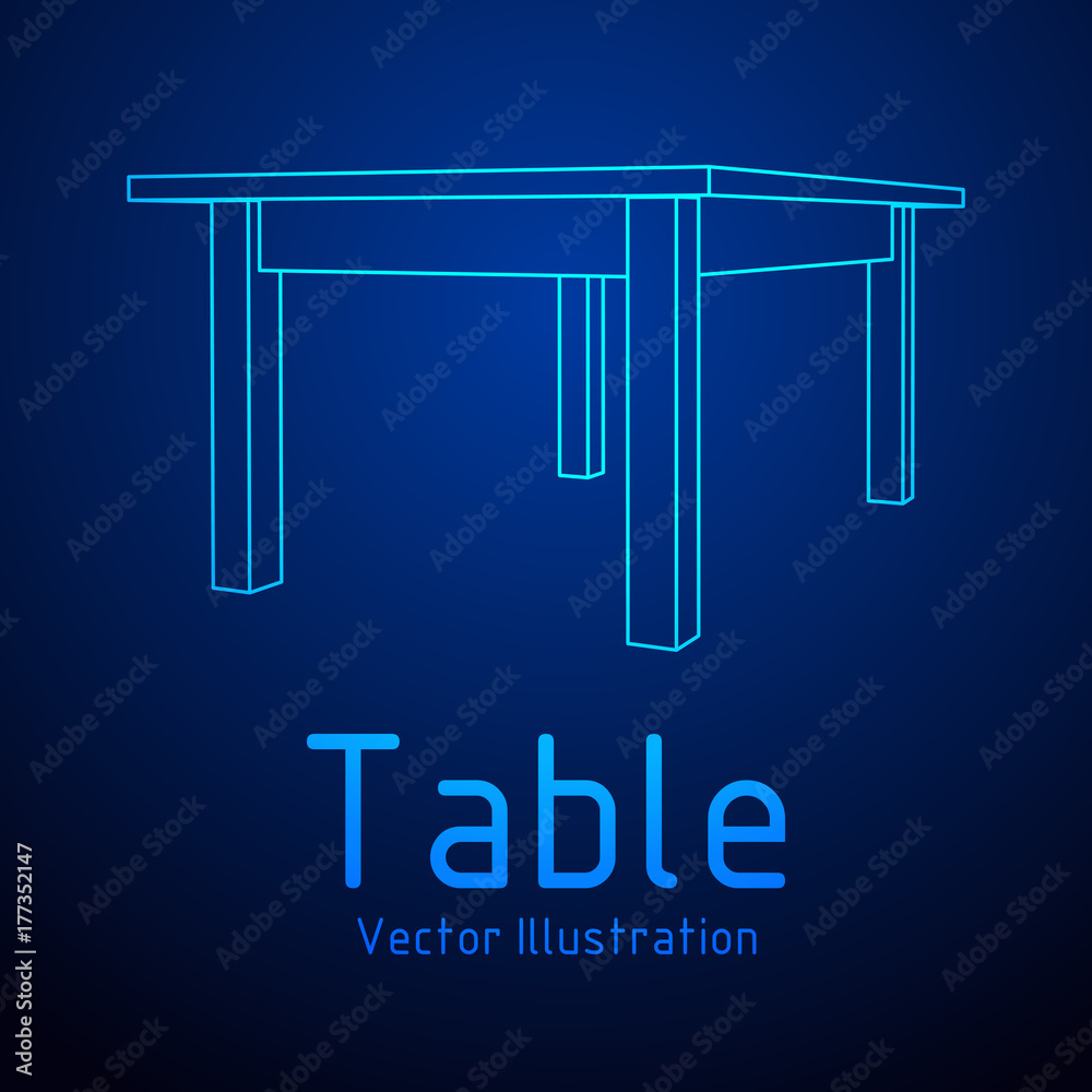 Table furniture wireframe blueprint. Linear outline pedestal vector illustration. Table furniture wireframe blueprint. Linear outline pedestal vector illustration.