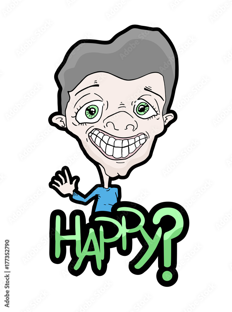 Caricature of happy man