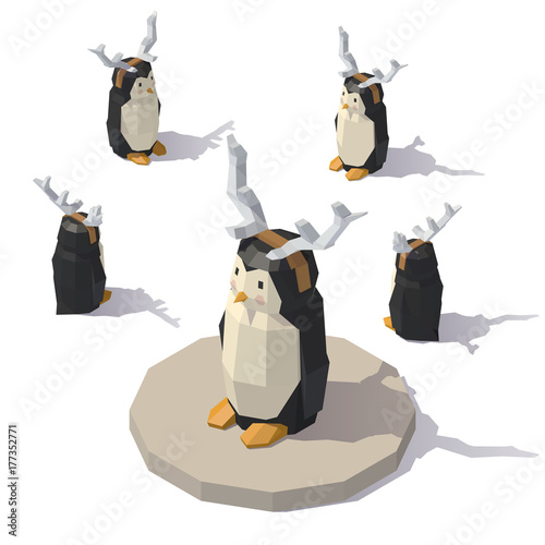 Penguin with reindeer antlers