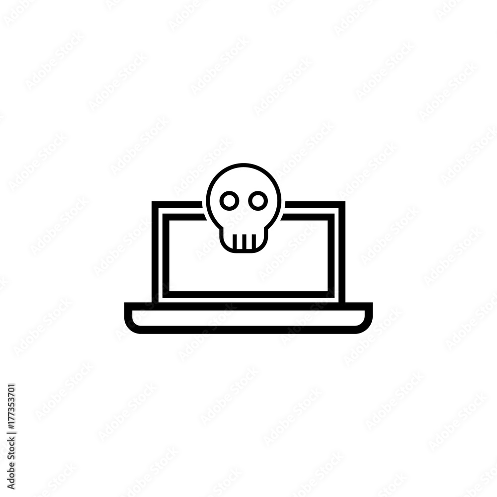 Email with malware and laptop concept icon Email with malware and laptop concept icon