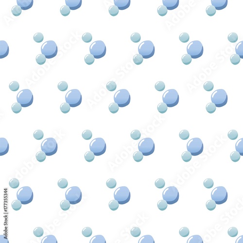 Seamless pattern with blue circles - abstract symbol of chemical formula of water.. Vector illustration Molecule element Sketch molecular formula isolated White background Symbol Biochemistry