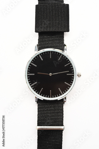 Black wristwatches isolated on white background