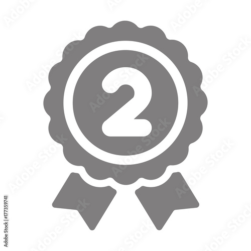 ranking medal icon illustration. 2nd place  (silver).