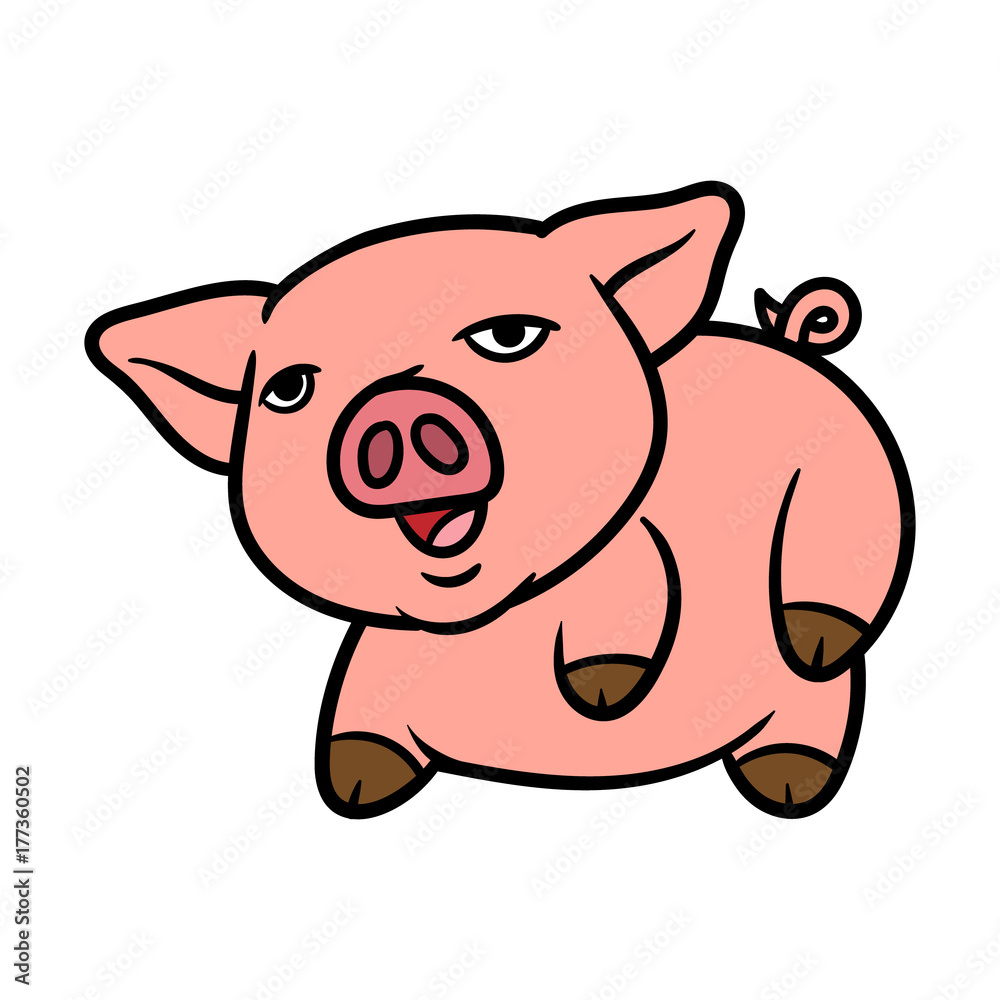 Cartoon Pig Laying on Its Side Cartoon Pig Laying on Its Side