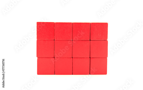 Wooden blocks colourful for children to learn colors and shapes on white background..