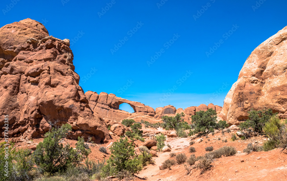 Natural stone arches and desert. Arches National Park, USA