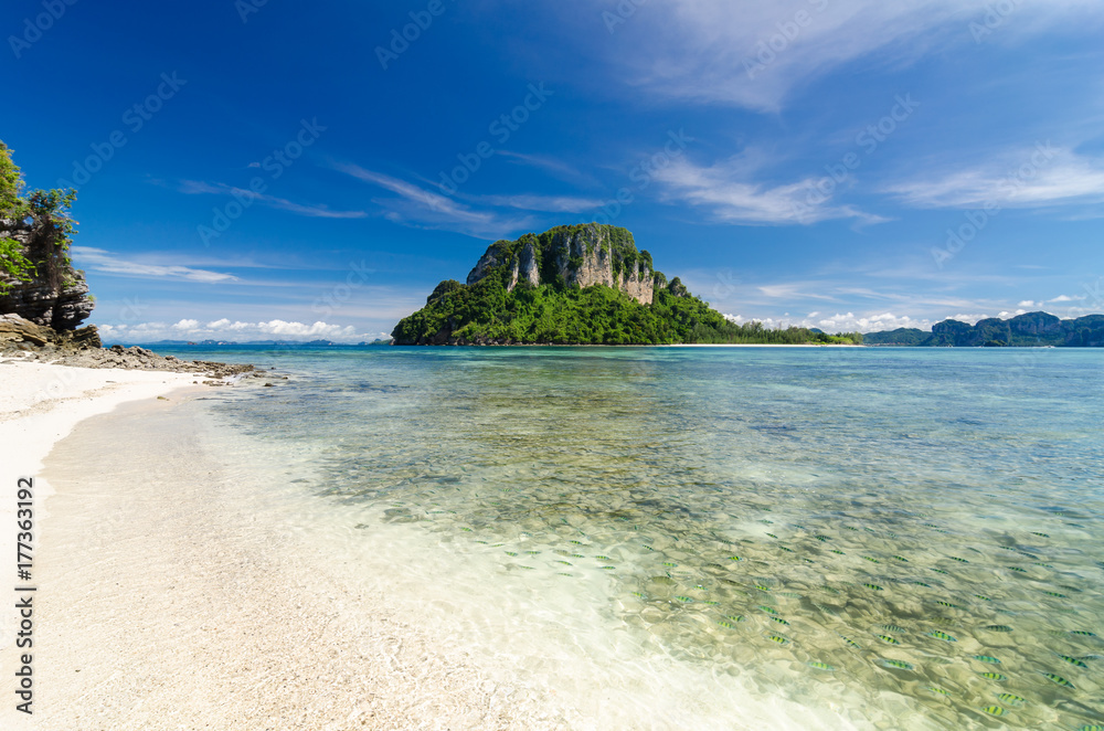 Beautiful sunny day at Koh Khai & Koh Porda of Krabi province in Thailand