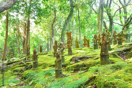 Clay Statues of Haniwa Figures at Haniwa Garden in Heiwadai Park