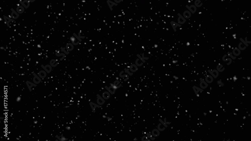 Snow. Winter snowfall. Falling realistic snowflakes on a black background. Loop animation.