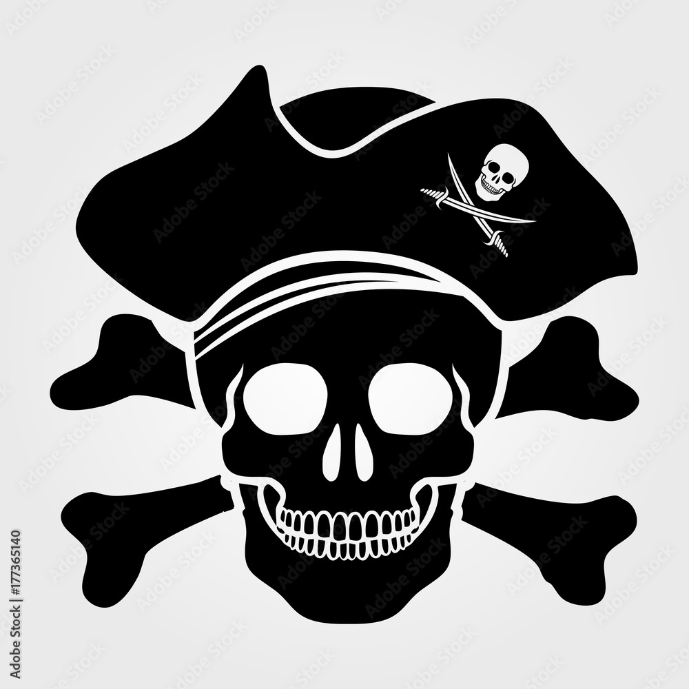 Jolly Roger icon isolated on white 