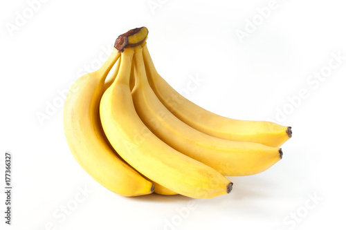 Bunch Ripe Tropical Bananas Isolated White Background