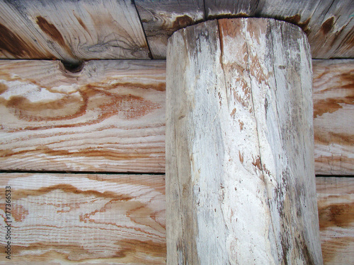 Wallpaper Mural Old wooden wall with log closeup Torontodigital.ca