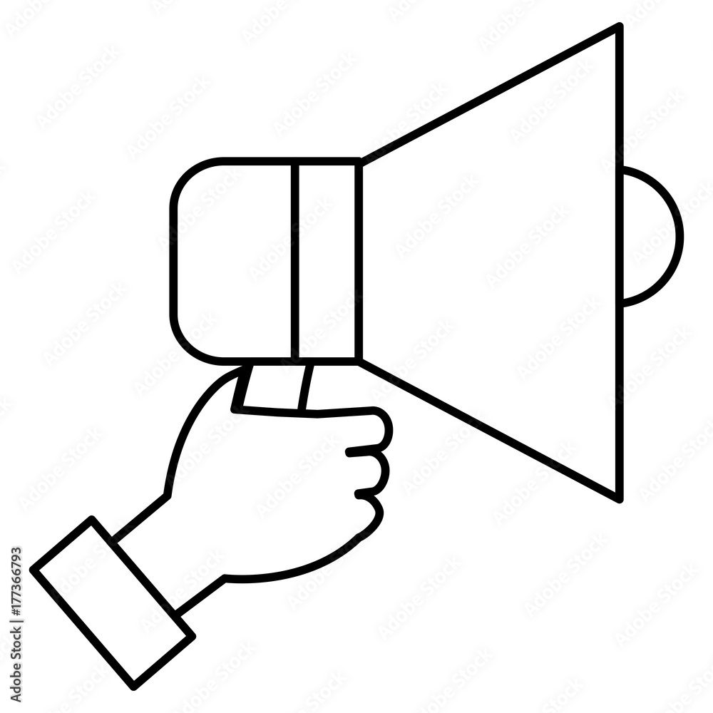 hand human with megaphone sound isolated icon