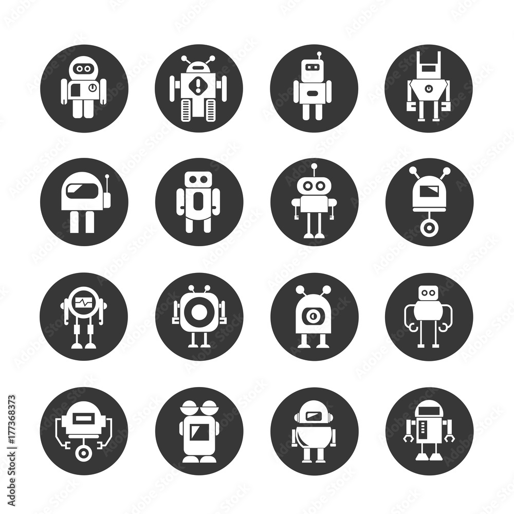 robot icons set robot icons set
