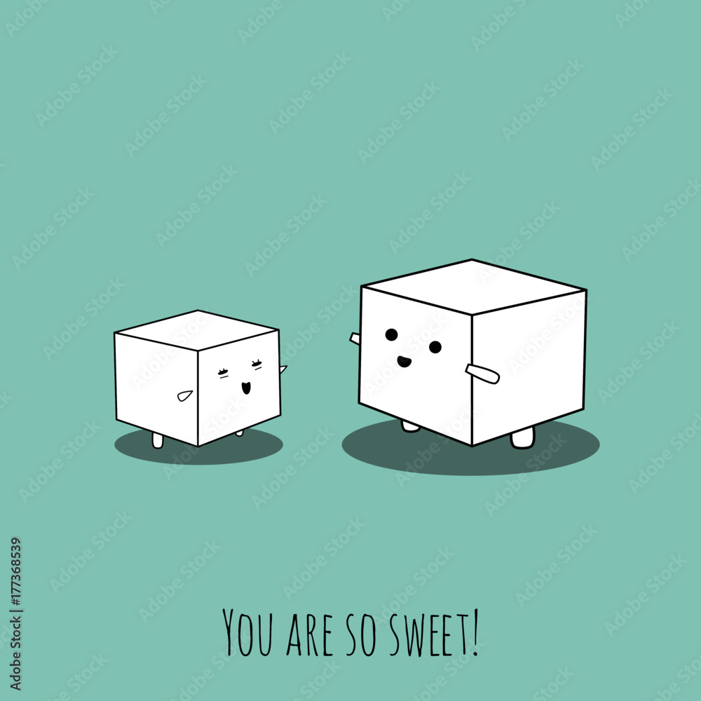 Cute und funny pun concept of sweet sugar. Vector illustration. Modern  design. Stock Vector | Adobe Stock