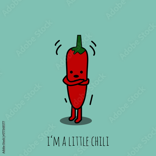Cute and funny concept of a freezing chili. Vector illustration. Modern design.	
