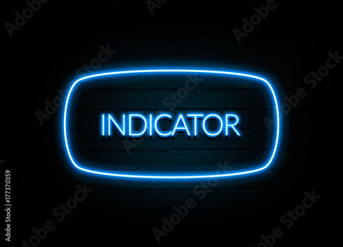 Indicator - colorful Neon Sign on brickwall