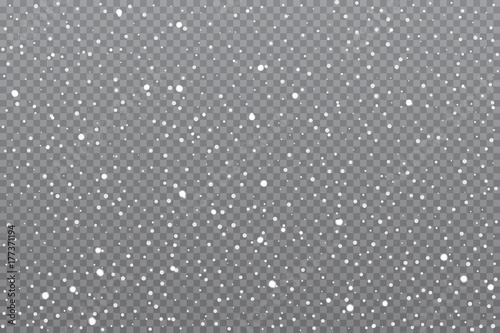 Photo Realistic falling snow on transparent background