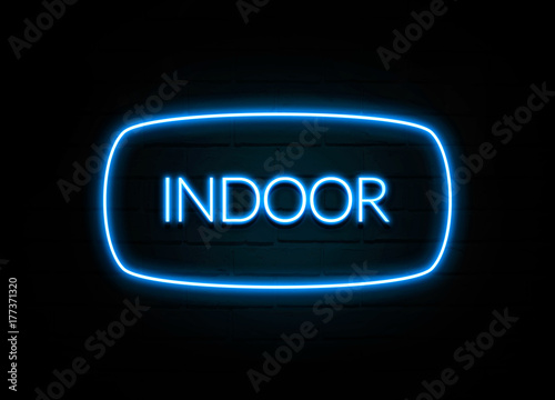 Indoor - colorful Neon Sign on brickwall
