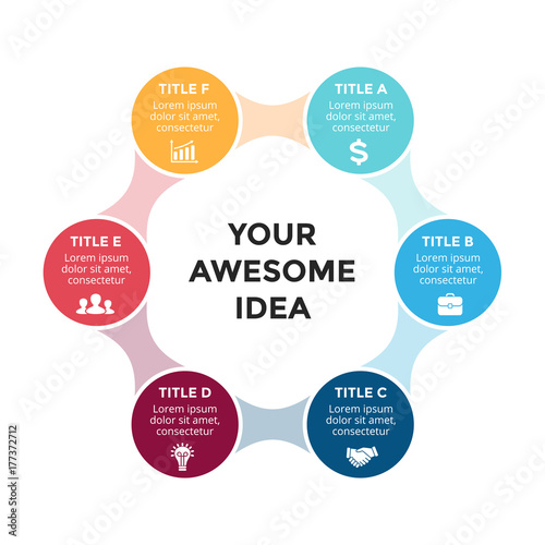 Vector circle arrows infographic, cycle diagram, graph, presentation chart. Business concept with 6 options, parts, steps, processes.