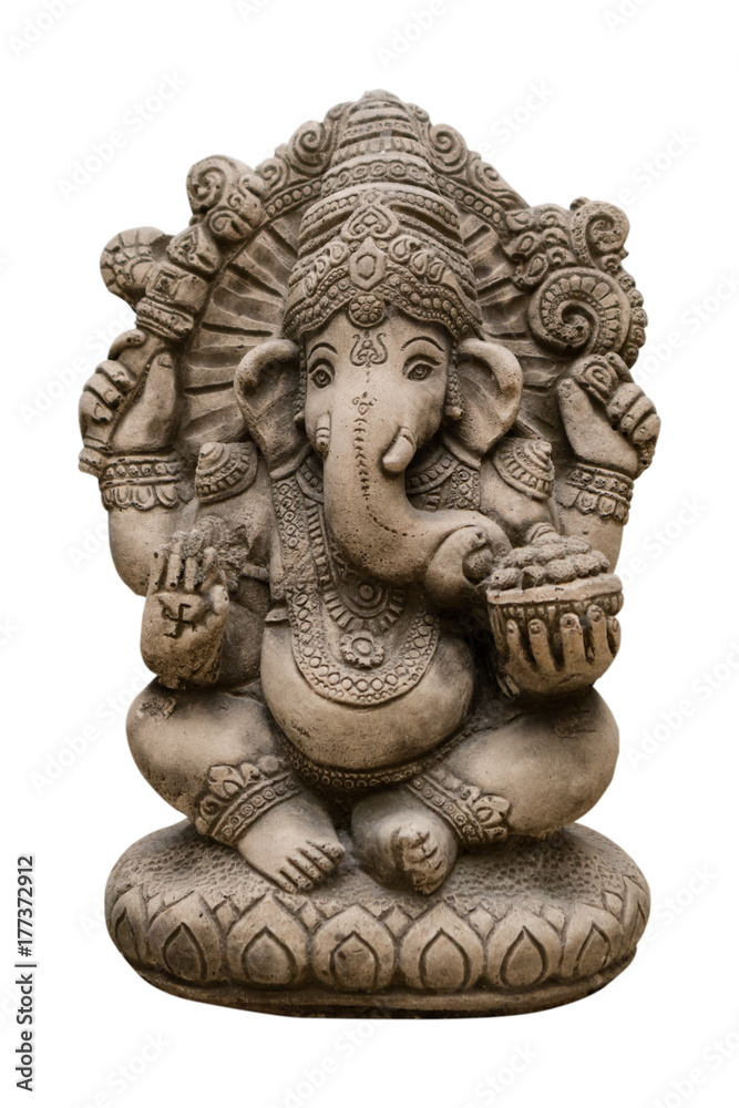 Close-up a statue of Ganesha isolated on background