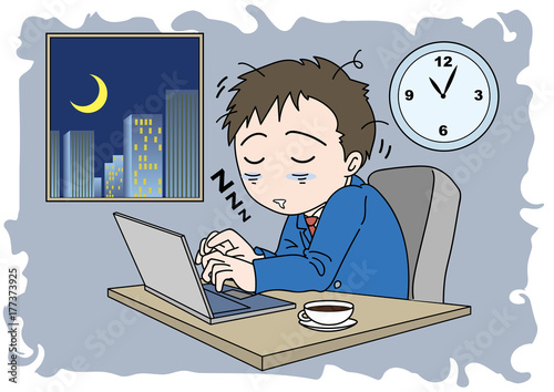 残業している会社員