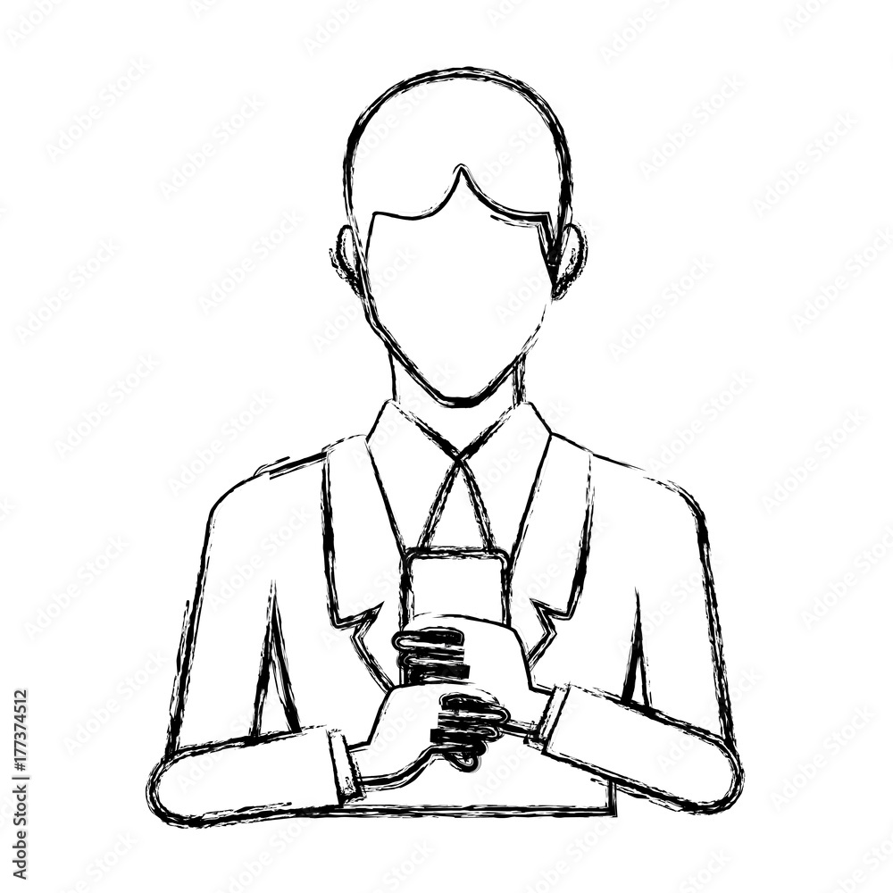 Businessman with smartphone icon vector illustration graphic design