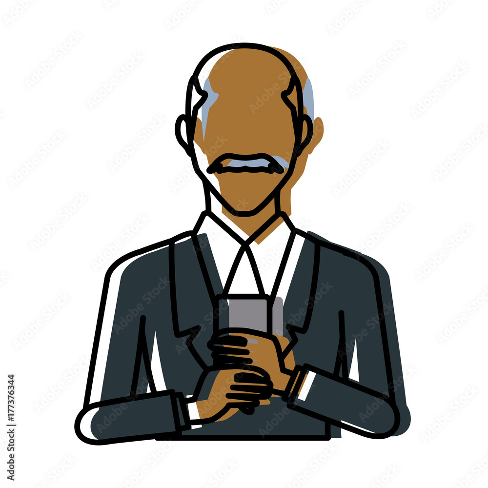 Businessman with smartphone icon vector illustration graphic design