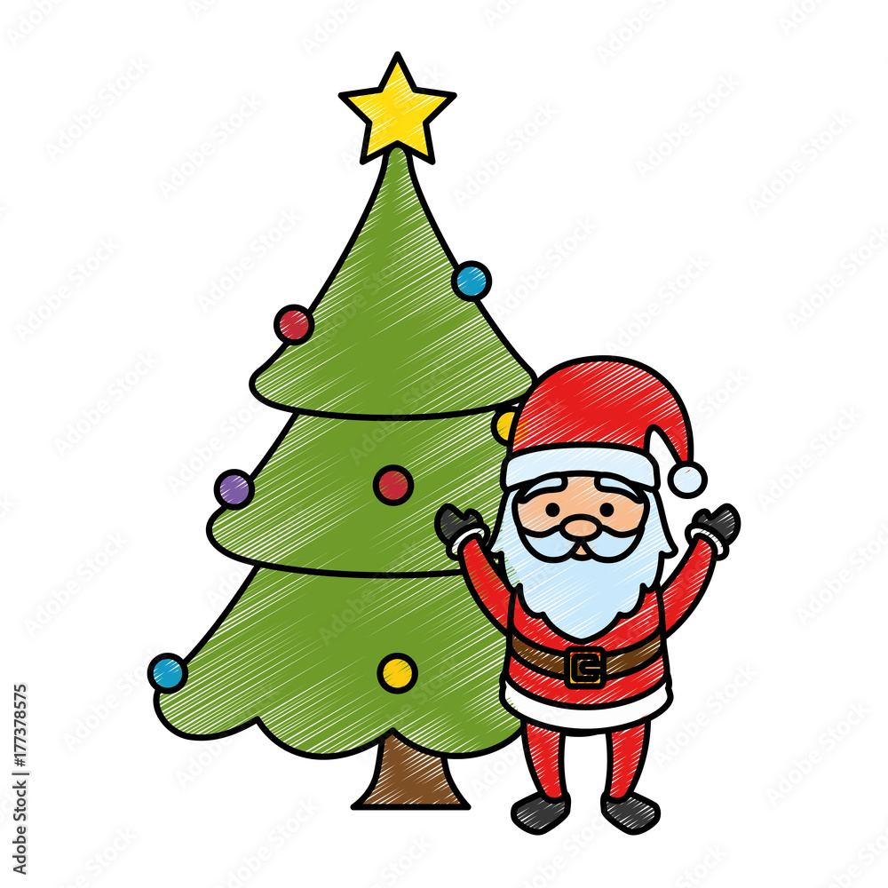 merry christmas pine tree with santa claus character vector illustration design merry christmas pine tree with santa claus character vector illustration design