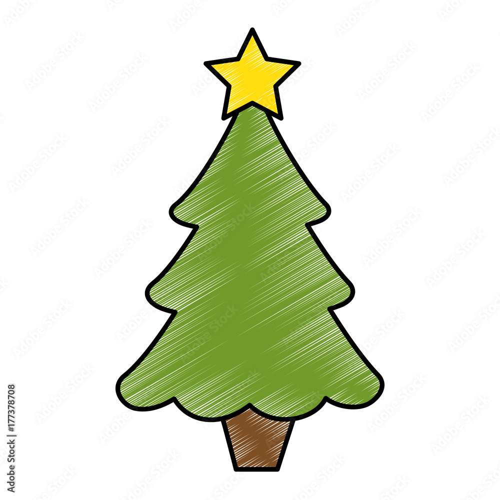 Fototapeta premium merry christmas pine tree vector illustration design