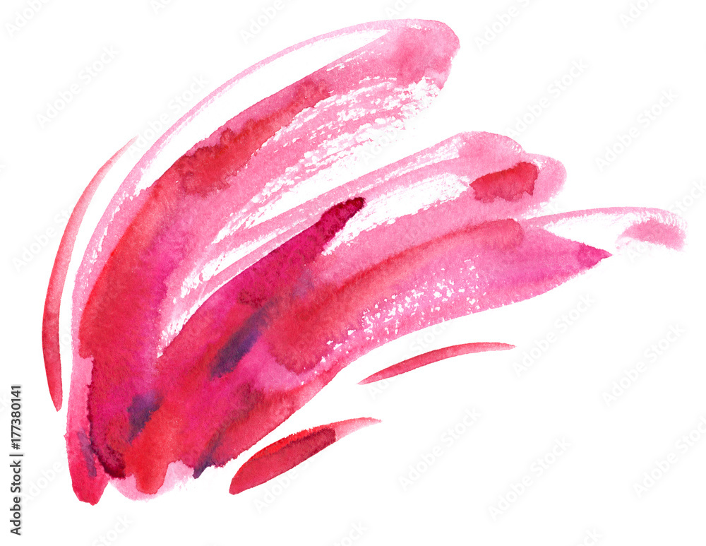 Expressive bright pink brush strokes painted in watercolor on clean white background Expressive bright pink brush strokes painted in watercolor on clean white background