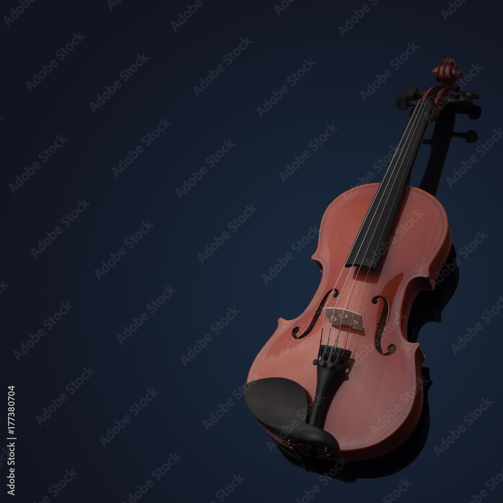 Fototapeta premium Violin musical instruments of orchestra closeup on black