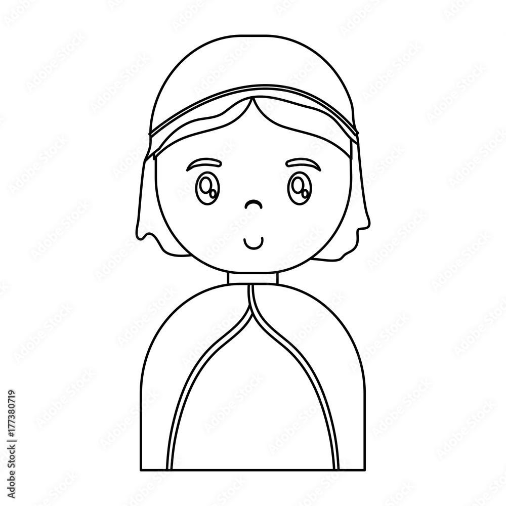 cartoon virgin mary icon over white background vector illustration