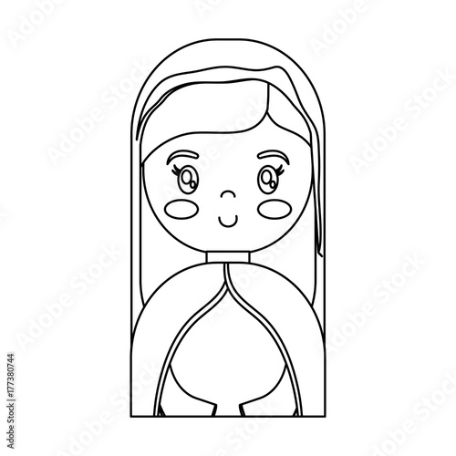cartoon virgin mary icon over white background vector illustration