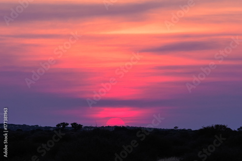 Aerial view of the sunset over the karoo in the beautiful South Africa 