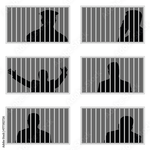 man silhouette in prision set illustration