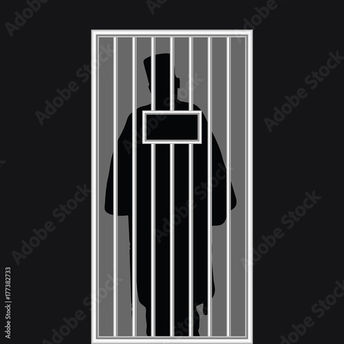 priest silhouette in jail illustration