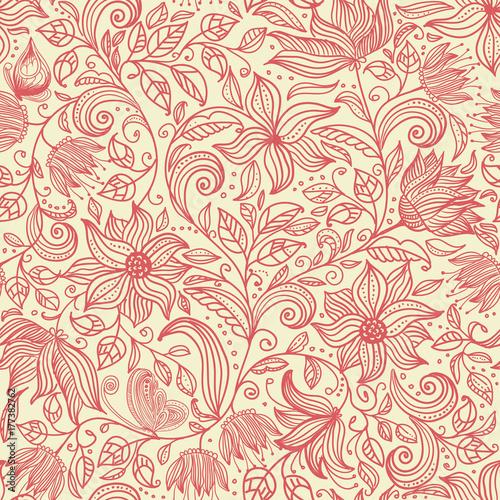 Abstract elegance seamless pattern with floral background.