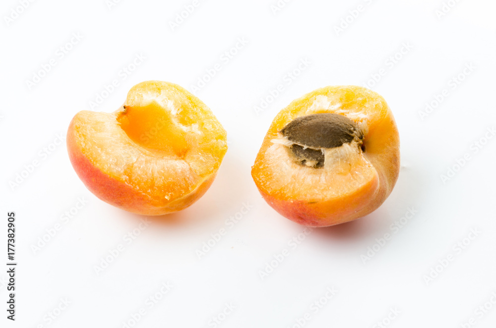 Peach. Red yellow peach on a white background Peach. Red yellow peach on a white background
