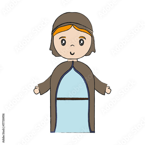 cartoon virgin mary icon over white background vector illustration