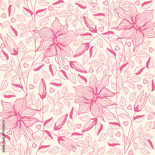 Seamless pattern with decorative flowers. 