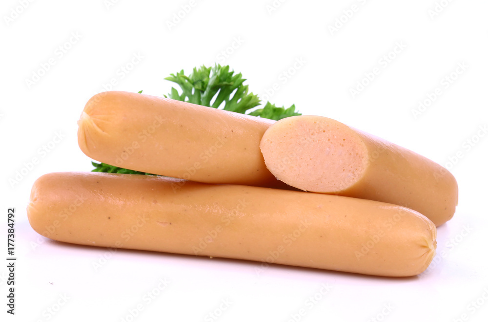 Chicken sausages Isolated on white background Chicken sausages Isolated on white background