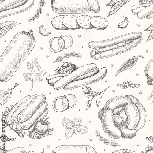 Vector pattern with meat products