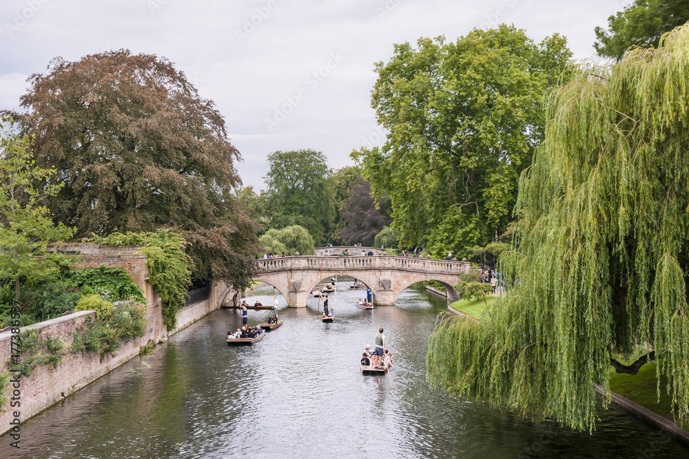 Punting on the Cam River in Cambridge, England.