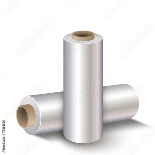 Roll of wrapping stretch film, isolated on white