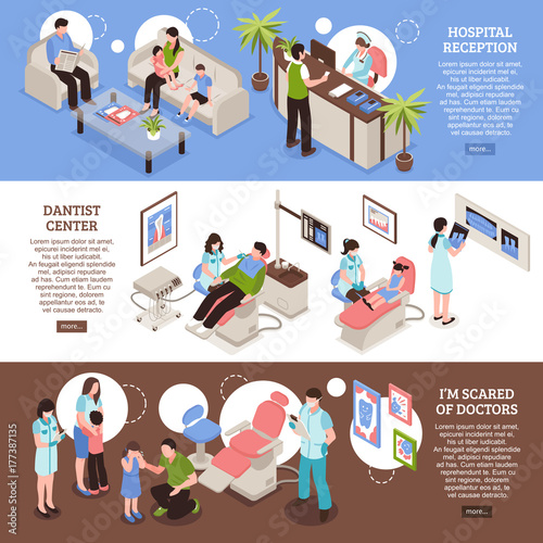 Dental Center Isometric Horizontal Banners