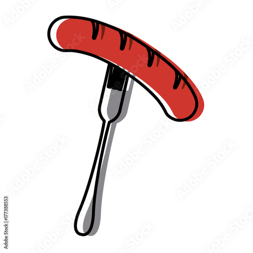 Fork with sausage icon vector illustration graphic design