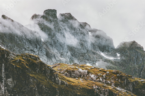 Rocky Mountains Landscape in Norway scandinavian Travel hike wild nature